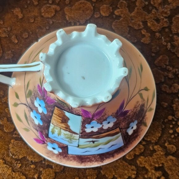 Vintage Hand-Painted Porcelain Tea Cup Saucer Set Floral Design Made in Japan 19 - Picture 5 of 11